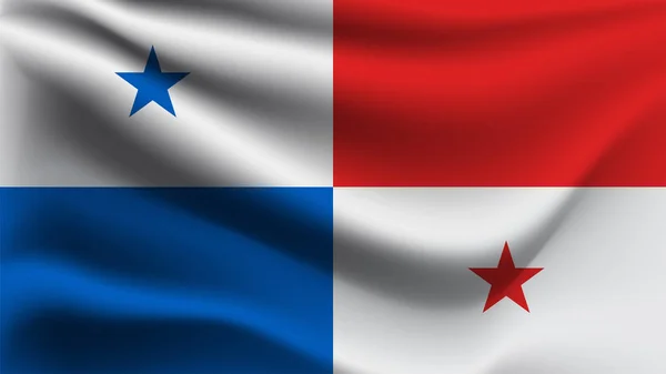 Panama Mávání Vlajkami Větrem — Stockový vektor