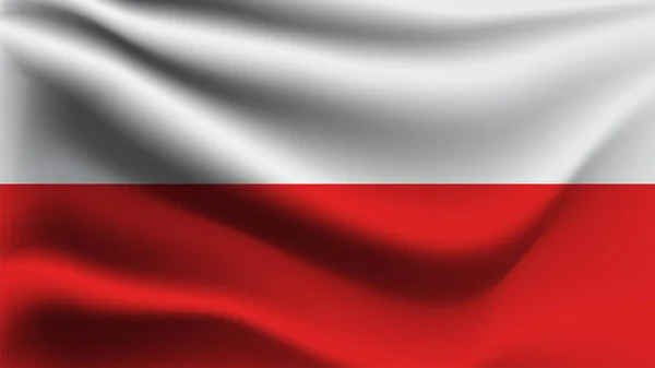 Polska Flaga Macha Wiatrem — Wektor stockowy