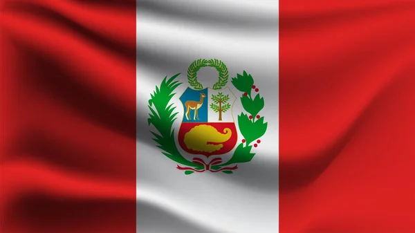 Peru Flagge Weht Wind Illustration — Stockvektor