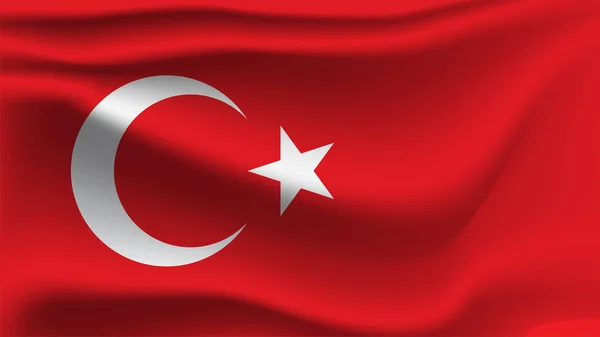 Türk Bayrağı Türkiye Şablon Gri Izole Kumaş Rüzgarda Sallayarak Gerçekçi — Stok Vektör
