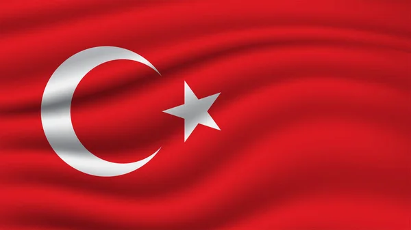 Türk Bayrağı Türkiye Şablon Gri Izole Kumaş Rüzgarda Sallayarak Gerçekçi — Stok Vektör