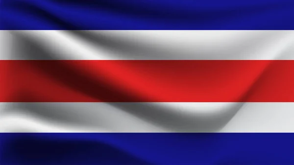 Bandera Costa Rica Ondeando Con Viento Ilustración — Archivo Imágenes Vectoriales