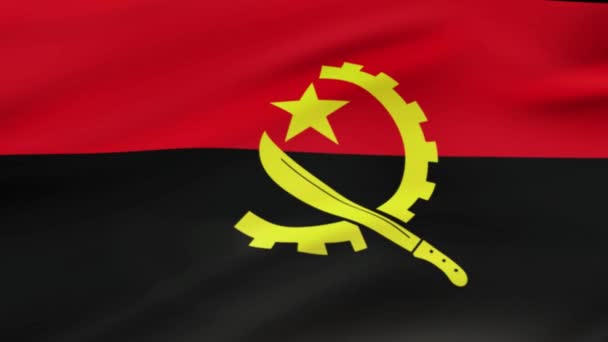 Angola Flagge Weht Wind Videoaufnahmen Realistische Angola Flagge Hintergrund Angola — Stockvideo