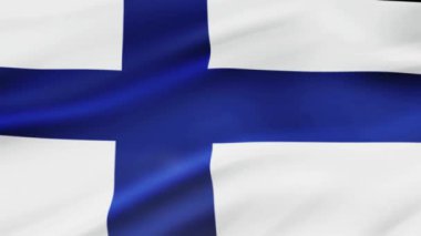 Finlandiya bayrağı sallayarak video görüntüleri gerçekçi Finlandiya bayrağı arka plan Rüzgar. Finlandiya bayrağı Closeup döngü