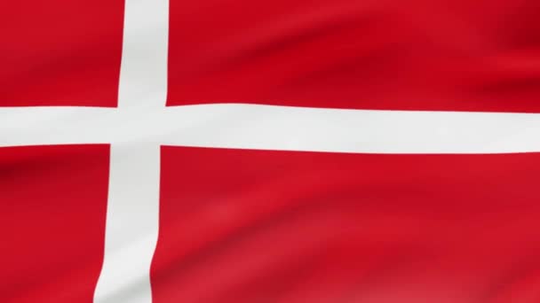 デンマーク国旗を振って風現実的なデンマークの旗の背景のビデオ映像です デンマーク国旗のループのクローズ アップ — ストック動画