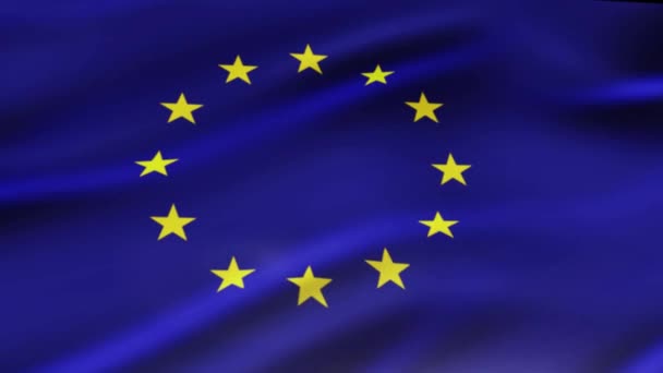 Europese Unie Vlag Zwaaien Wind Videobeelden Realistische Europese Unie Vlag — Stockvideo