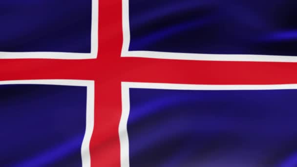 Bandeira Islândia Acenando Imagens Vídeo Vento Realista Islândia Bandeira Fundo — Vídeo de Stock