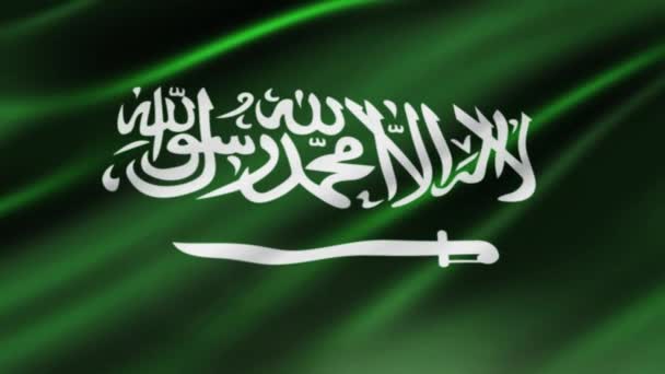 Saudiarabien Flagga Vajande Vinden Videofilmer Realistiska Saudiarabien Flagga Bakgrund Saudiarabien — Stockvideo