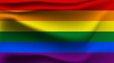 Gurur bayrağı Lgbti sembolü renkli çizgiler sallayarak
