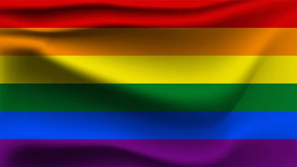 Bandera Del Orgullo Símbolo Lgbti Rayas Colores Ondeando — Vector de stock