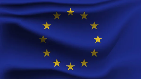 欧盟旗帜随风飘扬 插图波浪旗 — 图库矢量图片