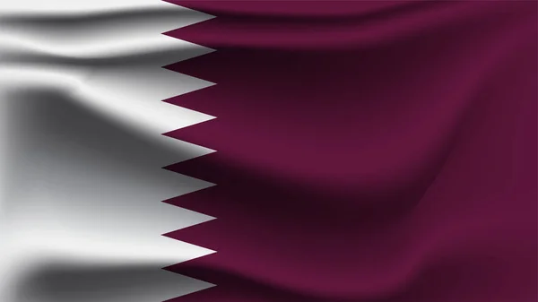 Drapeau Qatar Agitant Avec Vent Illustration Drapeau Vague — Image vectorielle