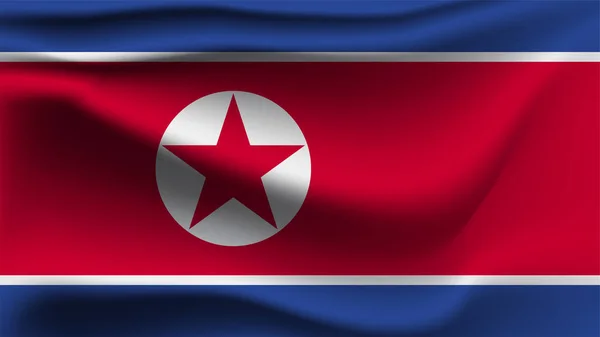 Bandera Corea Del Norte Ondeando Con Viento Bandera Onda Ilustración — Archivo Imágenes Vectoriales