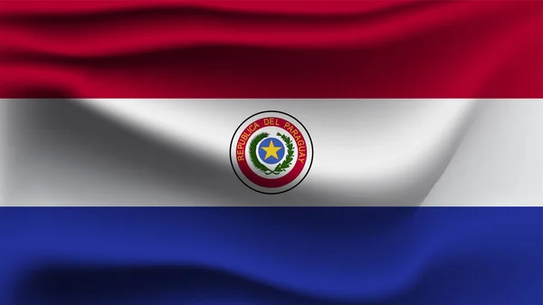Bandera Paraguay Ondeando Con Viento Bandera Onda Ilustración — Vector de stock