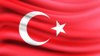 Rüzgarda Türk bayrağı esiyor. Türkiye bayrağı sallanıyor. Arka plan dokusu. 