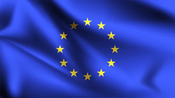 Bandera Unión Europea Soplando Viento Parte Una Serie Bandera Ondeante — Vector de stock