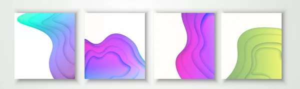 Abstrakte Farbe Papierkunst Illustrationsset Kontrastieren Sie Sanfte Farben Vektor Design — Stockvektor