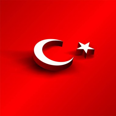 3d ay yıldızları türk bayrağını sallıyor, vektör illüstrasyon eps 10