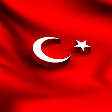 3d ay yıldızları türk bayrağını sallıyor, vektör illüstrasyon eps 10
