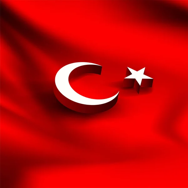 Лунные Звезды Размахивая Турецким Флагом Векторные Иллюстрации Eps — стоковый вектор
