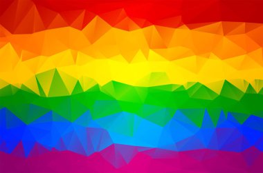 Düşük poli Çizgili gökkuşağı arka plan. Eşcinsel gurur bayrağı. Eşcinsel bayrağı. Lgbt ve Lgbti topluluğu sembolü. Soyut çokgen geometrik üçgenler deseni. Gay gökkuşağı renkleri.