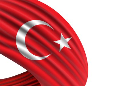 Turkey flag of silk with copyspace for your text or images and white background -3D illustration clipart