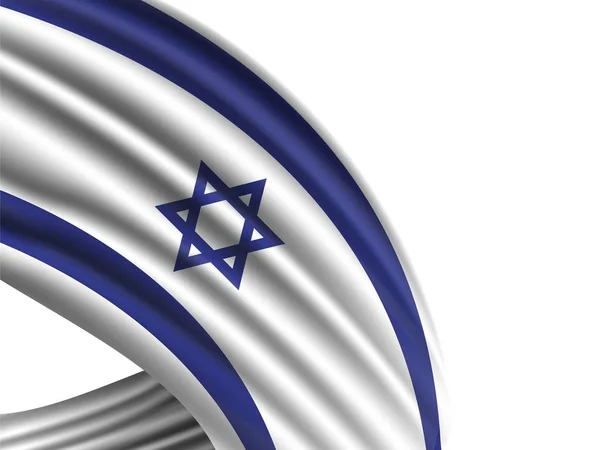 Israël Vlag Van Zijde Met Copyspace Voor Tekst Afbeeldingen Witte — Stockvector