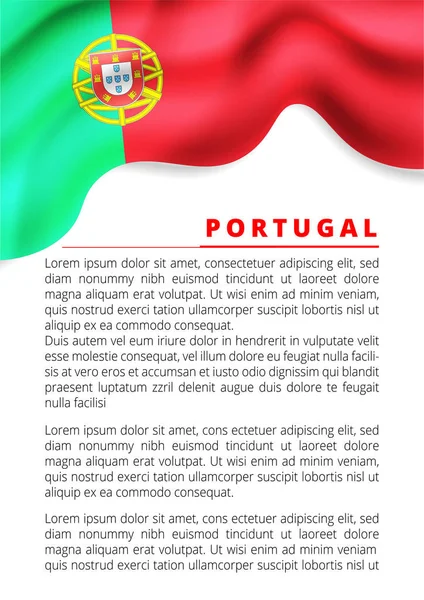 Portugália Lobogója Egy Fehér Háttér Vektor Illusztráció — Stock Vector