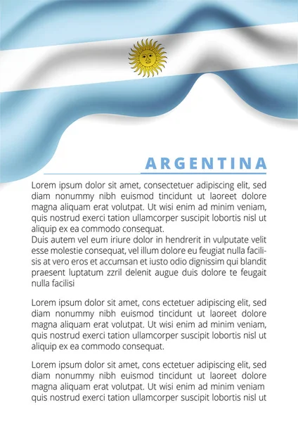 Drapeau Argentin Illustration Vectorielle Sur Fond Blanc — Image vectorielle