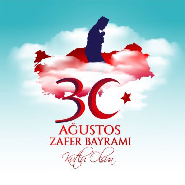 vektör illüstrasyon 30 agustos zafer bayrami Zafer Bayramı Türkiye. Çeviri: 30 Ağustos zafer kutlaması ve Türkiye'de Ulusal Bayram. kutlama cumhuriyeti, tasarım öğeleri için grafik