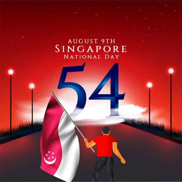 Vector Ilustración Agosto Día Independencia Singapur Ciudad Estado Día Nacional — Vector de stock