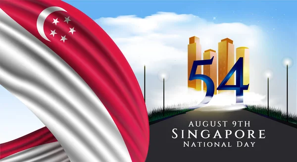 Vector Ilustración Agosto Día Independencia Singapur Ciudad Estado Día Nacional — Vector de stock