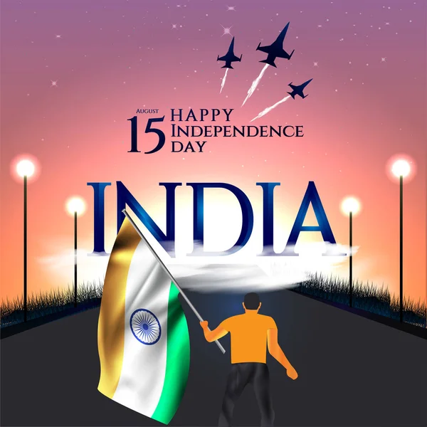 Vector Feestelijke Illustratie Van Onafhankelijkheidsdag India Viering Augustus Vector Ontwerpelementen — Stockvector