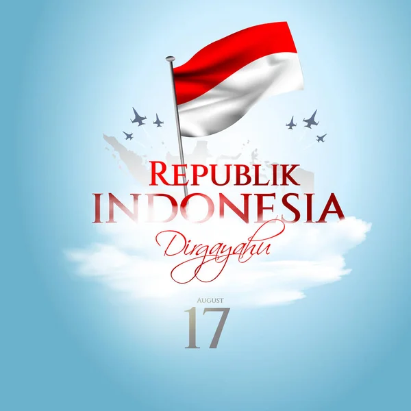 Happy Dzień Niepodległości Indonezji Dirgahayu Republik Indonesia Dirgahayu Republik Indonesia — Wektor stockowy