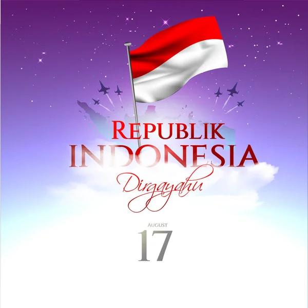 Happy Dzień Niepodległości Indonezji Dirgahayu Republik Indonesia Dirgahayu Republik Indonesia — Wektor stockowy