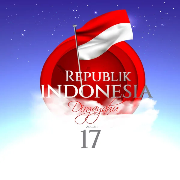 Happy Dzień Niepodległości Indonezji Dirgahayu Republik Indonesia Dirgahayu Republik Indonesia — Wektor stockowy