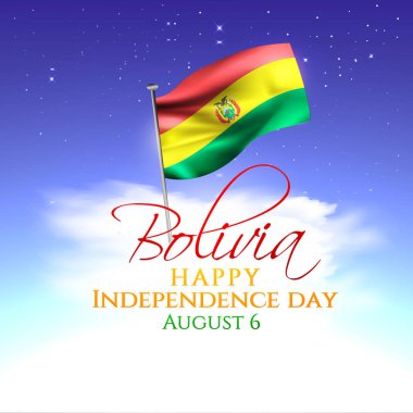 6 Ağustos'ta Bolivya kutlama bağımsızlık günü vektör şenlikli illüstrasyon. ulusal günün vektör tasarım unsurları. tatil grafik simgeleri. Ulusal gün