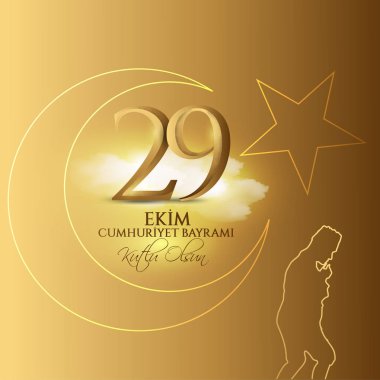 vektör illüstrasyon 29 ekim Cumhuriyet Bayramı kutlu olsun, Cumhuriyet Bayramı Türkiye. Çeviri: 29 Ekim Cumhuriyet Bayramı Türkiye ve Türkiye'de Ulusal Bayram kutlu bayram. tasarım öğeleri için grafik