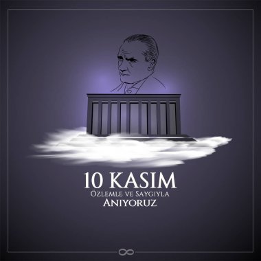 vektör illüstrasyon. 10 kasım anma tarihi 10 Kasım ölüm günü Mustafa Kemal Atatürk , Türkiye Cumhuriyeti'nin ilk cumhurbaşkanı. çeviri Türkçe. 10 Kasım saygı ve hatırla.