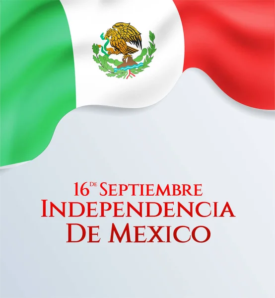 Septiembre México Feliz Tarjeta Felicitación Del Día Independencia Ondeando Banderas — Vector de stock