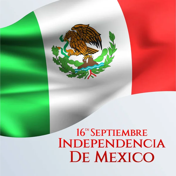 Setembro México Feliz Dia Independência Cartão Saudação Acenando Bandeiras Mexicanas —  Vetores de Stock