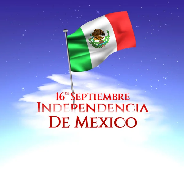September Mexiko Glückwunschkarte Zum Unabhängigkeitstag Schwenken Mexikanische Flaggen Auf Weißem — Stockvektor