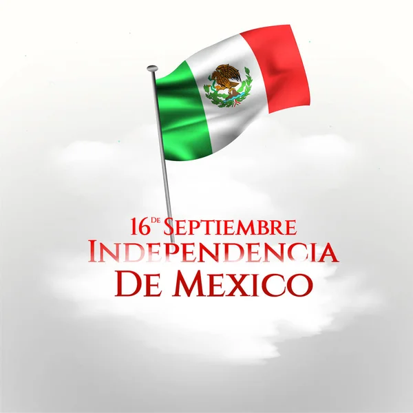 Septiembre México Feliz Tarjeta Felicitación Del Día Independencia Ondeando Banderas — Vector de stock