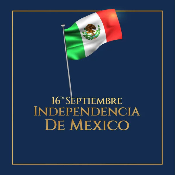 Setembro México Feliz Dia Independência Cartão Saudação Acenando Bandeiras Mexicanas —  Vetores de Stock