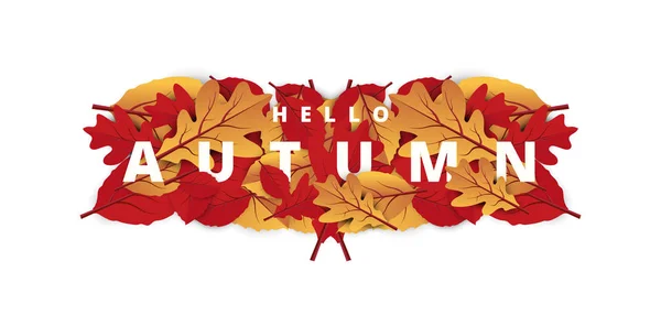抽象五颜六色的叶子装饰背景你好秋天广告标题或横幅设计 — 图库矢量图片