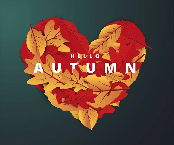 抽象五颜六色的叶子装饰背景你好秋天广告标题或横幅设计 — 图库矢量图片
