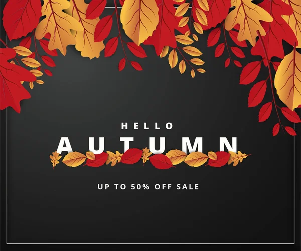 Abstract Colorful Leaves Decorated Background Autumn Advertising Header Banner Design — Stock Vector