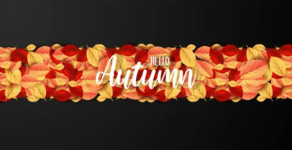 Abstract Colorful Leaves Decorated Background Hello Autumn Advertising Header Banner — Stock Vector