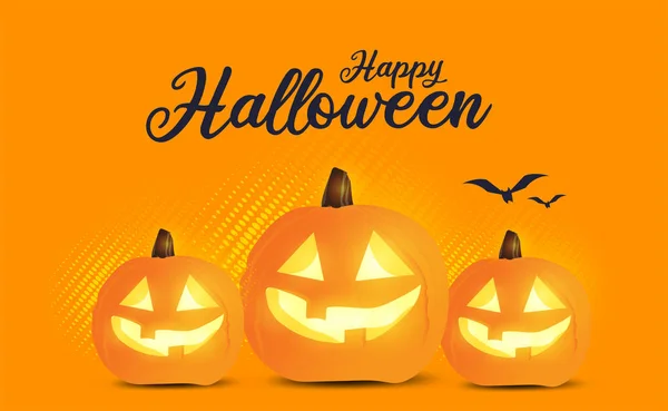 Propagační Plakát Halloweenskou Dýkou Oranžovém Pozadí Děsivé Netopýry Strašidelné Nebo — Stockový vektor