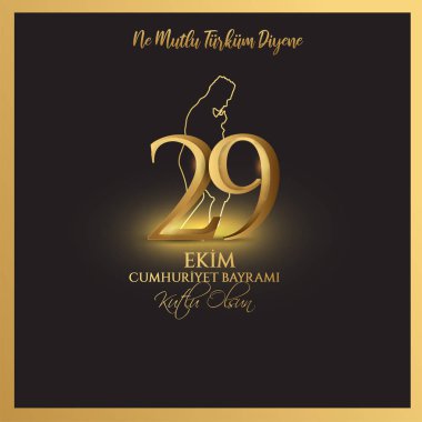 vektör illüstrasyon 29 ekim Cumhuriyet Bayramı kutlu olsun, Cumhuriyet Bayramı Türkiye. Çeviri: 29 Ekim Cumhuriyet Bayramı Türkiye ve Türkiye'de Ulusal Bayram kutlu bayram. tasarım öğeleri için grafik